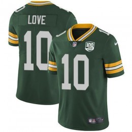 Packers #10 Jordan Love Green Team Color Men's 100th Season Stitched NFL Vapor Untouchable Limited Jersey