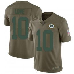 Packers #10 Jordan Love Olive Men's Stitched NFL Limited 2017 Salute To Service Jersey