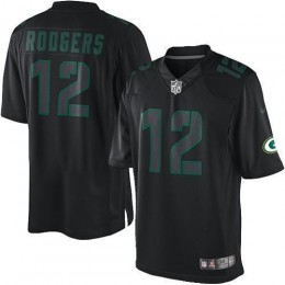 Packers #12 Aaron Rodgers Black Men's Stitched NFL Impact Limited Jersey