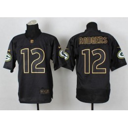 Packers #12 Aaron Rodgers Black Gold No. Fashion Men's Stitched NFL Elite Jersey