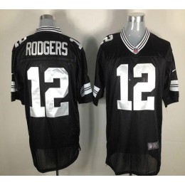 Packers #12 Aaron Rodgers Black Shadow Men's Stitched NFL Elite Jersey