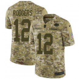 Packers #12 Aaron Rodgers Camo Men's Stitched NFL Limited 2018 Salute To Service Jersey