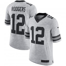 Packers #12 Aaron Rodgers Gray Men's Stitched NFL Limited Gridiron Gray II Jersey