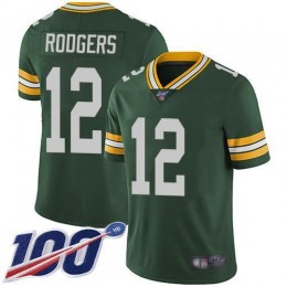 Packers #12 Aaron Rodgers Green Team Color Men's Stitched NFL 100th Season Vapor Limited Jersey