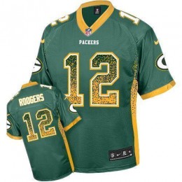 Packers #12 Aaron Rodgers Green Team Color Men's Stitched NFL Elite Drift Fashion Jersey