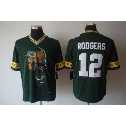 Packers #12 Aaron Rodgers Green Team Color Men's Stitched NFL Helmet Tri-Blend Limited Jersey