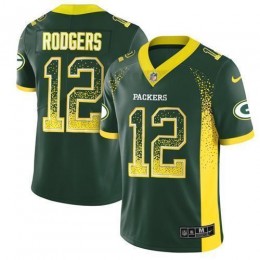 Packers #12 Aaron Rodgers Green Team Color Men's Stitched NFL Limited Rush Drift Fashion Jersey