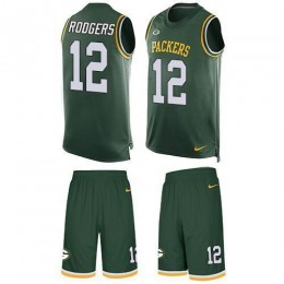 Packers #12 Aaron Rodgers Green Team Color Men's Stitched NFL Limited Tank Top Suit Jersey