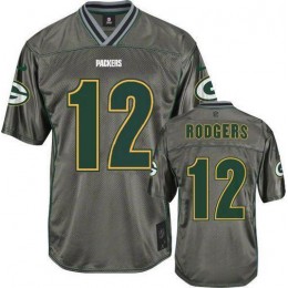 Packers #12 Aaron Rodgers Grey Men's Stitched NFL Elite Vapor Jersey