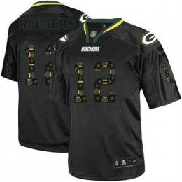 Packers #12 Aaron Rodgers New Lights Out Black Men's Stitched NFL Elite Jersey