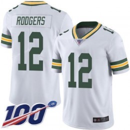 Packers #12 Aaron Rodgers White Men's Stitched NFL 100th Season Vapor Limited Jersey