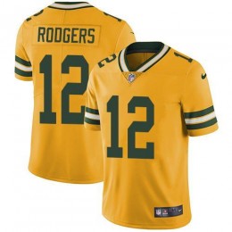 Packers #12 Aaron Rodgers Yellow Men's Stitched NFL Limited Rush Jersey