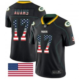 Packers #17 Davante Adams Black Men's Stitched NFL Limited Rush USA Flag Jersey