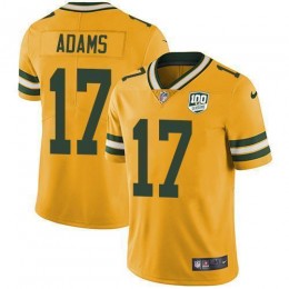 Packers #17 Davante Adams Yellow Men's 100th Season Stitched NFL Limited Rush Jersey