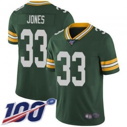 Packers #33 Aaron Jones Green Team Color Men's Stitched NFL 100th Season Vapor Limited Jersey