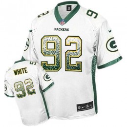 Packers #92 Reggie White White Men's Stitched NFL Elite Drift Fashion Jersey