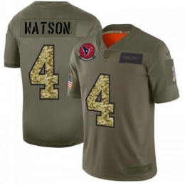Houston Houston Texans #4 Deshaun Watson Men's 2019 Olive Camo Salute To Service Limited NFL Jersey