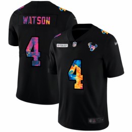 Houston Houston Texans #4 Deshaun Watson Men's Multi-Color Black 2020 NFL Crucial Catch Vapor Untouchable Limited Jersey