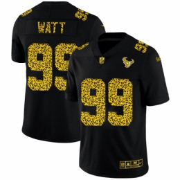 Houston Houston Texans #99 J.J. Watt Men's Leopard Print Fashion Vapor Limited NFL Jersey Black Men's