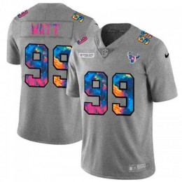 Houston Houston Texans #99 J.J. Watt Men's Multi-Color 2020 NFL Crucial Catch NFL Jersey Greyheather Men's
