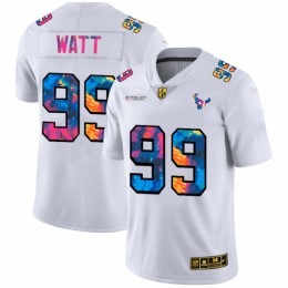 Houston Houston Texans #99 J.J. Watt Men's White Multi-Color 2020 NFL Crucial Catch Limited NFL Jersey