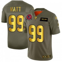 Houston Houston Texans #99 J.J. Watt NFL Men's Olive Gold 2019 Salute to Service Limited Jersey