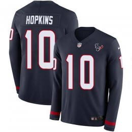 Houston Texans #10 DeAndre Hopkins Navy Blue Team Color Men's Stitched NFL Limited Therma Long Sleeve Jersey
