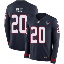 Houston Texans #20 Justin Reid Navy Blue Team Color Men's Stitched NFL Limited Therma Long Sleeve Jersey
