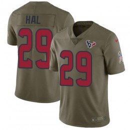 Houston Texans #29 Andre Hal Olive Men's Stitched NFL Limited 2017 Salute To Service Jersey