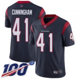 Houston Texans #41 Zach Cunningham Navy Blue Team Color Men's Stitched NFL 100th Season Vapor Limited Jersey
