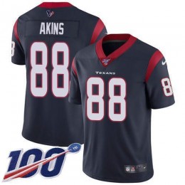 Houston Texans #88 Jordan Akins Navy Blue Team Color Men's Stitched NFL 100th Season Vapor Untouchable Limited Jersey