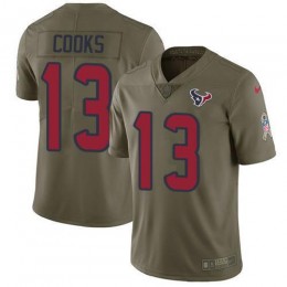 Texans #13 Brandin Cooks Olive Men's Stitched NFL Limited 2017 Salute To Service Jersey