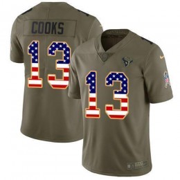 Texans #13 Brandin Cooks Olive/USA Flag Men's Stitched NFL Limited 2017 Salute To Service Jersey