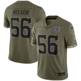 Indianapolis Colts #56 Quenton Nelson Men's 2022 Salute To Service Limited Jersey – Olive