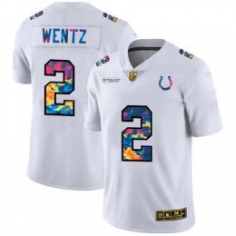 Indianapolis Indianapolis Colts #2 Carson Wentz Men's White Multi-Color 2020 NFL Crucial Catch Limited NFL Jersey
