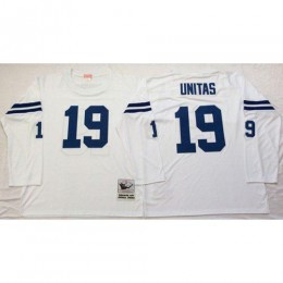 Mitchell And Ness Indianapolis Colts #19 Johnny Unitas White Throwback Stitched NFL Jersey