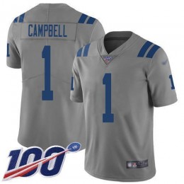 Colts #1 Parris Campbell Gray Men's Stitched NFL Limited Inverted Legend 100th Season Jersey