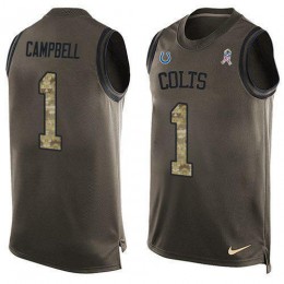 Colts #1 Parris Campbell Green Men's Stitched NFL Limited Salute To Service Tank Top Jersey