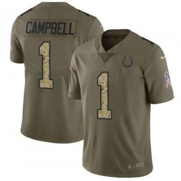 Colts #1 Parris Campbell Olive/Camo Men's Stitched NFL Limited 2017 Salute To Service Jersey