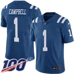 Colts #1 Parris Campbell Royal Blue Men's Stitched NFL Limited Rush 100th Season Jersey