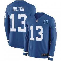 Colts #13 T.Y. Hilton Royal Blue Team Color Men's Stitched NFL Limited Therma Long Sleeve Jersey