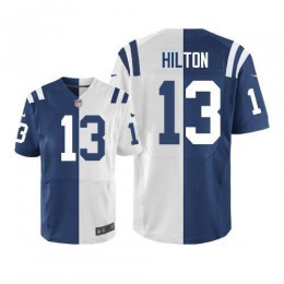 Colts #13 T.Y. Hilton Royal Blue/White Men's Stitched NFL Elite Split Jersey