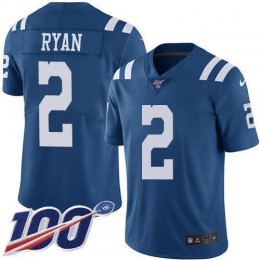 Colts #2 Matt Ryan Royal Blue Men's Stitched NFL Limited Rush 100th Season Jersey