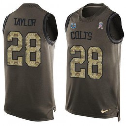 Colts #28 Jonathan Taylor Green Men's Stitched NFL Limited Salute To Service Tank Top Jersey