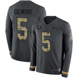 Colts #5 Stephon Gilmore Anthracite Salute To Service Men's Stitched NFL Limited Therma Long Sleeve Jersey