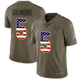 Colts #5 Stephon Gilmore Olive/USA Flag Men's Stitched NFL Limited 2017 Salute To Service Jersey
