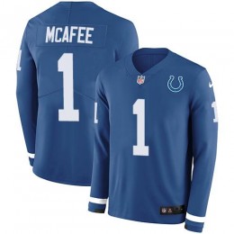 Indianapolis Colts #1 Pat McAfee Royal Blue Team Color Men's Stitched NFL Limited Therma Long Sleeve Jersey