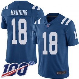 Indianapolis Colts #18 Peyton Manning Royal Blue Men's Stitched NFL Limited Rush 100th Season Jersey