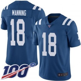 Indianapolis Colts #18 Peyton Manning Royal Blue Team Color Men's Stitched NFL 100th Season Vapor Limited Jersey