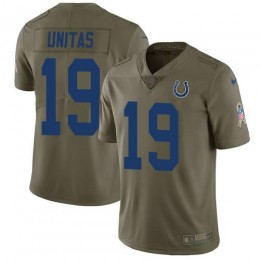 Indianapolis Colts #19 Johnny Unitas Olive Men's Stitched NFL Limited 2017 Salute to Service Jersey